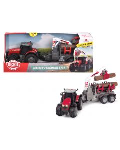 Massey Ferguson Traktor z przyczepą na bale światło i dźwięk 42cm 203737003 Farm Dickie Toys
