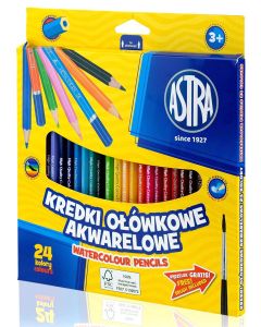 Kredki ołówkowe akwarelowe 24 kolory + pędzelek Astra