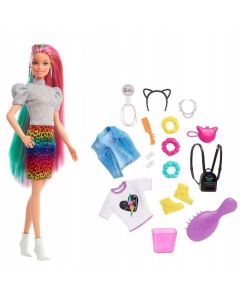 Lalka Barbie Fryzura Kolorowa panterka GRN81 Mattel