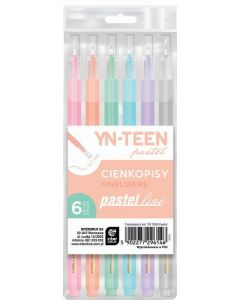 Cienkopisy Pastel Line 6 kolorów pastelowych YN Teen Interdruk