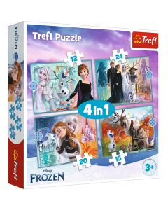 Puzzle 4w1 Niezwykły świat Frozen 71 elementów 34381 Trefl