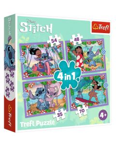 Puzzle 4w1 Szalony dzień Lilo & Stitch 34633 Trefl