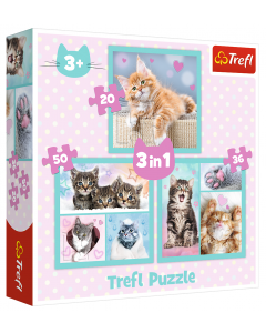 Puzzle 3w1 Słodkie zwierzaki Kotki 34862 Trefl