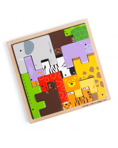 Drewniane klocki Tetris zwierzęta 11 elementów 35001 Bigjigs Toys