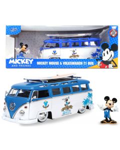 Auto metalowe Volkswagen T1 Bus z figurką Myszka Mickey 1:24 253075001 Jada