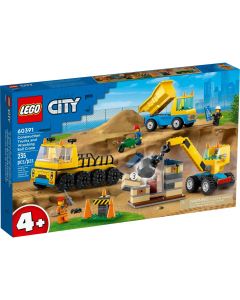 Ciężarówki i dźwig z kulą wyburzeniową 60391 Lego City