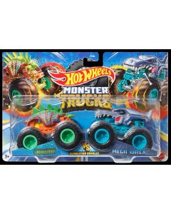 Hot Wheels Monster Trucks 2-pak Demolition Doub Motosaurus vs Mega - Wrex 1:64 HNX25 Mattel