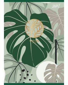 Zeszyt A5 60 kartek kratka Tropical Leaves duży zielony liść Unipap