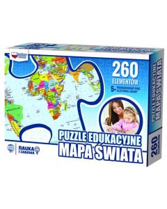 Puzzle edukacyjne 260 elementów Mapa Świata Zachem-Głowala