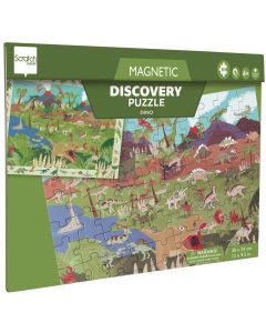 Puzzle magnetyczne 80 elementów i gra obserwacyjna Dinozaury 6181231 Scratch