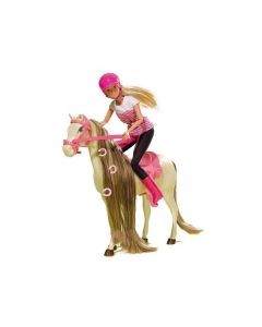 Lalka Steffi z koniem w stroju dżokejki Simba