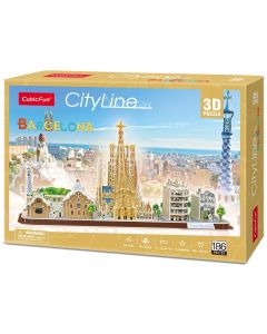 Puzzle 3D City Line Barcelona 186 elementów MC256H Cubic Fun