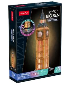 Puzzle 3D LED Big Ben wersja nocna 32 elementy 306-L537H Cubic Fun