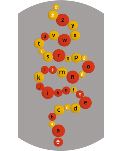 Gra korytarzowa - Alfabet korale pomarańczowe