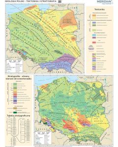 Mapa ścienna Geologia Polski - tektonika i stratygrafia
