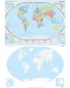 Dwustronna mapa ścienna Świat polityczny / konturowy ćwiczeniowy