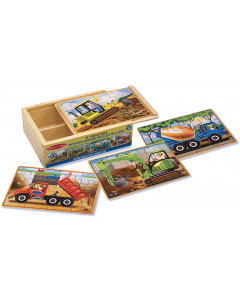 Drewniane puzzle pojazdy budowlane w pudełku 13792 Melissa&Doug