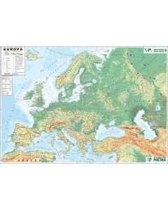 Dwustronna mapa ścienna Europy: ogólnogeograficzna (fizyczna) / konturowa (do ćwiczeń) 1:3 300 000