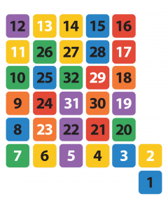 Gra korytarzowa - Kolorowe liczby 1-32