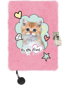 Pamiętnik z kłódką włochacz 3D A5 96 kartek linia Pink Cat My Little Friend