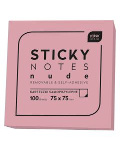 Karteczki samoprzylepne STICKY NOTES Nude Różowe 75x75 mm 100 sztuk Interdruk
