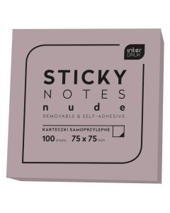 Karteczki samoprzylepne STICKY NOTES Nude Fioletowe 75x75 mm 100 sztuk Interdruk