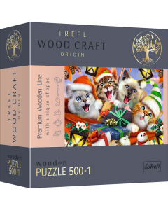 Drewniane puzzle 500+1 elementów Świąteczne kotki 20172 Trefl