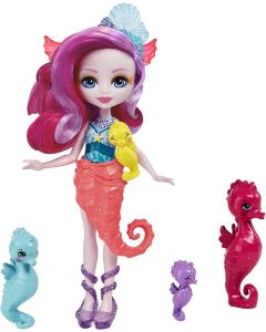 Enchantimals Rodzina Lalka Sedda Seahorse i figurki koników morskich HCF73 Mattel