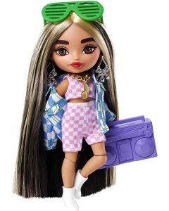 Barbie Extra Mini Minis Brunetka w ubraniu w kratkę HGP64 Mattel