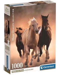 Puzzle 1000 elementów HQ Compact Pędzące Konie 39771 Clementoni