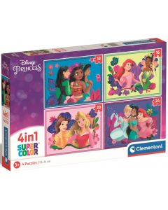 Puzzle 4w1 SuperColor Księżniczki Disneya 21517 Clementon
