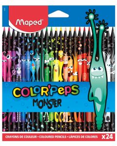 Kredki Color’Peps Monster w czarnej obudowie trójkątne 24 kolory 862624 Maped