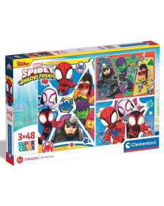 Puzzle 3x48 elementów SuperColor Spidey Marvel 25282 Clementoni