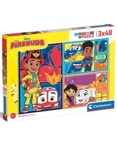 Puzzle 3x48 elementów SuperColor Firebuds Disney 25283 Clementoni