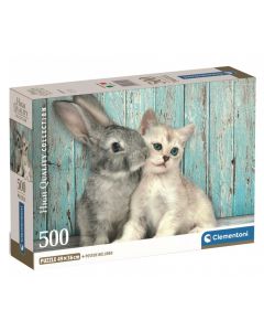 Puzzle 500 elementów HQ Compact Kot&Królik 35539 Clementoni
