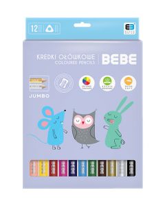 Kredki ołówkowe trójkątne Jumbo 12 kolorów B&B Kids Pastel Interdruk