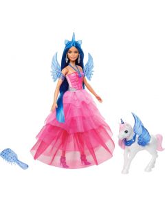 Lalka Barbie Sapphire + skrzydlaty Jednorożec HRR16 Mattel