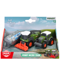 Zestaw 3 pojazdów rolniczych spychacz, traktor i cysterna na mleko 9 cm 203732001 Farm Dickie Toys