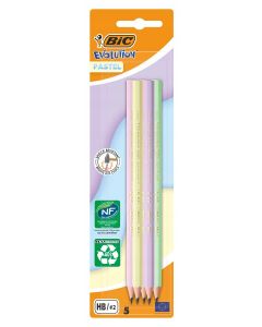 Ołówek HB Evolution Pastel bez gumki 5 sztuk Bic