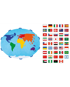 Mapa świata 1 szt. + 45 szt. rzepów Flagi