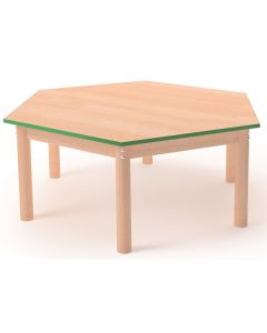Stół sześciokątny z kolorowym obrzeżem - zielonym