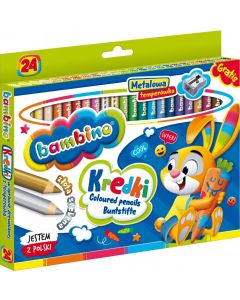 Kredki ołówkowe 24 kolory + temperówka Bambino