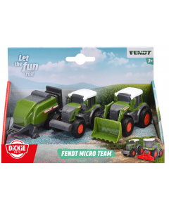 Zestaw 3 pojazdów rolniczych spychacz, traktor i przyczepa do siana 9 cm 203732001 Farm Dickie Toys