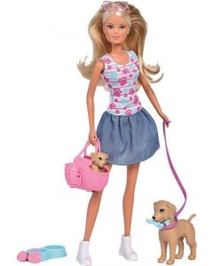 Lalka Steffi na spacerze z psami Steffi Love