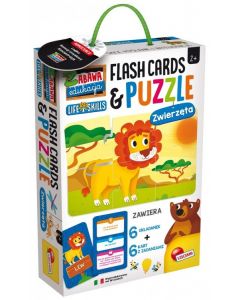 Zabawa i edukacja Puzzle i Flash Cards Zwierzęta 72675 Lisciani