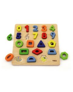 Puzzle drewniany sorter kształtów i cyfr 50119 Viga