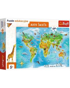 Puzzle edukacyjne 104 elementy Mapa świata 15557 Trefl