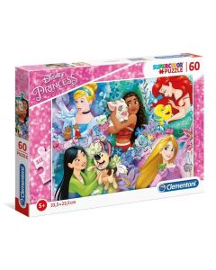 Puzzle Supercolor 60 elementów Disney Princess 26995 Clementoni