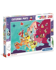 Puzzle Supercolor 250 elementów Mapa Wielcy ludzie w Europie 29061 Clementoni