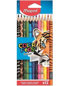 Kredki Colorpeps Animals ołówkowe trójkątne 12 sztuk 832212 Maped